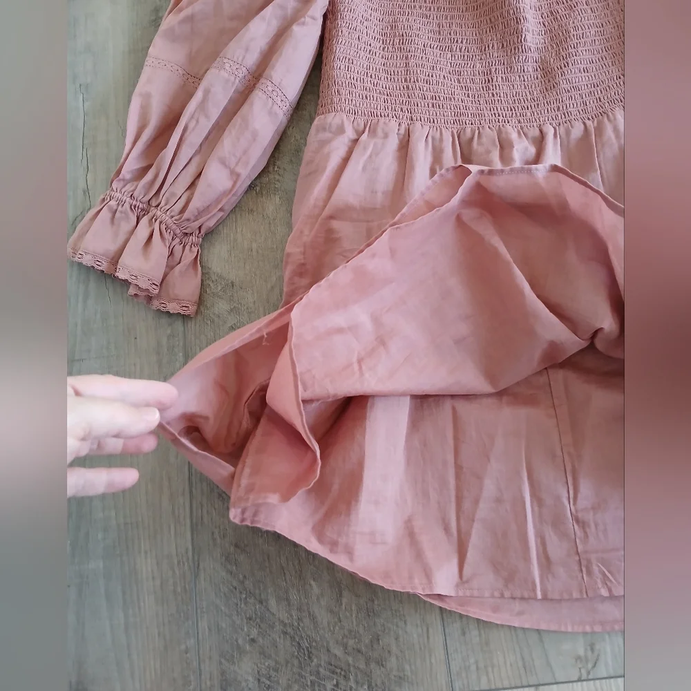 Reformation Dunes Praline Smocked Dress. Size 10 - Picture 9 of 10